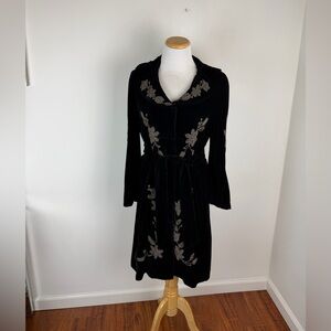 Johnny Was Joystick Beaded Floral Velvet Coat Size S Black Gold